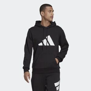 Men's Adidas black terry cloth hoodie with big white logo